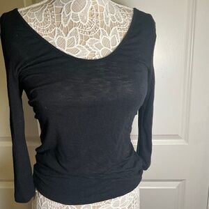 Black ballet neck 3/4 sleeve top S